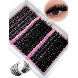 15 Trays 280 Eyelash Clusters, Dense Faux Mink Individual Lashes Extensions, Mixed Length 12-18mm, Fluffy C/D/DD Curl 0.07mm Thickness, 5D Russian Volume Lashes For Makeup