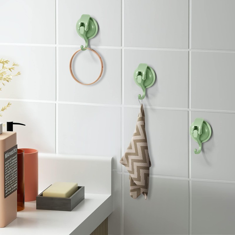 SOCONT Heavy Duty Vacuum Suction Cup Hooks, Pastel Green Plated