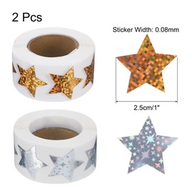 sourcing map 1000Pcs Glitters Star-Shaped Stickers 1 Inch Coding Label Waterproof Shiny Stickers for Office Shop Home Classroom Marking, Gold/Silver(C-79-25/C-87-25)
