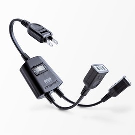 Sanwa Direct 700-TAP076BK Extension Cord, 2 Openings, Includes Bulk Concentrated Switch, 15.7 inches (40 cm), AC Adapter Compatible, Swing Plug, 2 Branches, Black