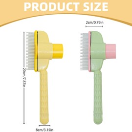 Pack of 2 Self-Cleaning Pet Brush, Dog Comb & Cat Brush Set, Grooming Comb for Short & Long Hair, Fur Flash Comb with Self-Cleaning Function (Green & Yellow)