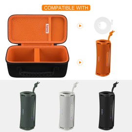Supmay Hard Carrying Case for Sony ULT Field 1 Wireless Ultra Portable Bluetooth Compact Speaker, Wireless Portable Speaker Protection Case with Mesh Pocket for Charging Cables, Black+Orange