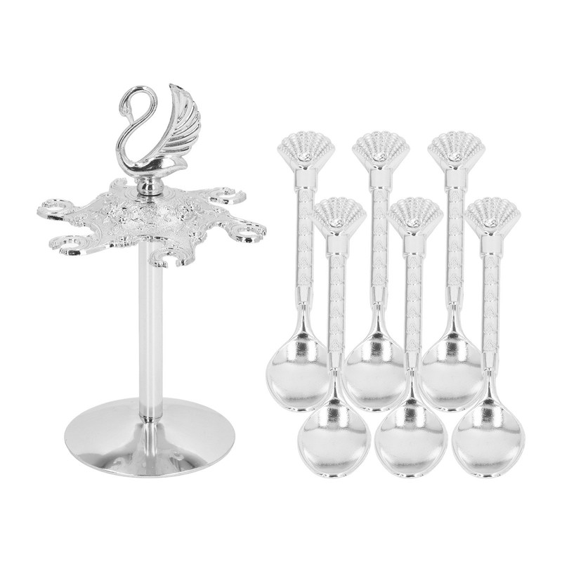 Swan Coffee Spoons Set Mirror Polished Strong Construction Swan Base