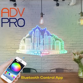 ADVPRO New York USA Skyline Silhouette RGB Dynamic Glam LED Sign - Cut Shape - Smart 3D Wall Decor - Multicolor Dynamic Signage st06s22-fnd-i0120-c
