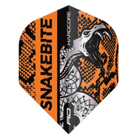 Red Dragon Snakebite Hardcore Coiled Snakeskin Orange Dart Flights - 3 Sets Per Pack (9 Dart Flights in Total)