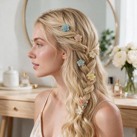 Small Hair Clips, Acetic Acid Flower Mini Claw Jaw Clips,No-Slip Cute Tiny Buns Clip,Pining Bangs,Strong Grip, Classic Clamp Clips Gift for Girl Women Thin Thick Hair Styling (10 PCS Colorful)