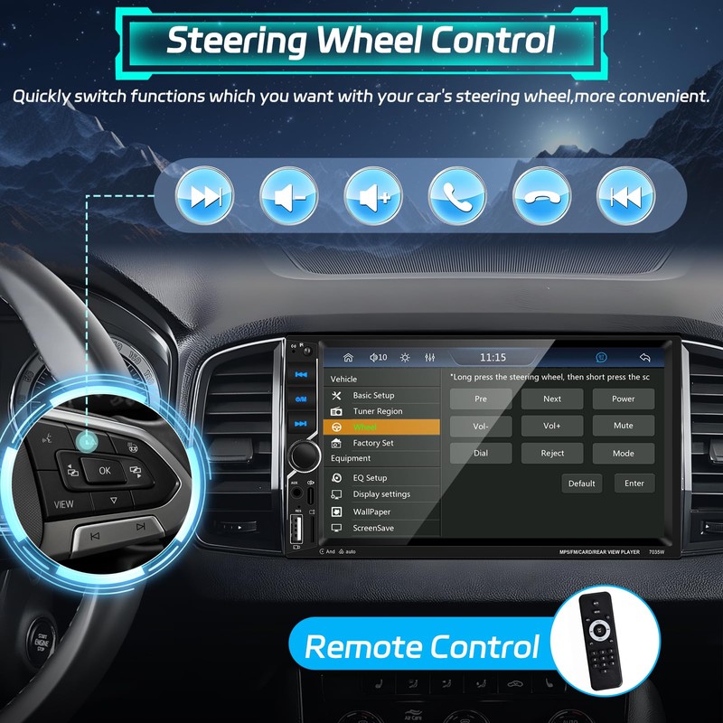 Motoris 7" Car Stereo with Wireless CarPlay & Android Auto,
