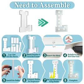 90 cm White Luminous Letters, Gigantic Luminous Letters Decoration Birthday, Wedding Anniversary, Decorative Letters LED Letters, Wedding Decoration, Birthday Engagement Decoration, Letter L