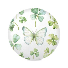 St. Patrick's Day Placemats Green Watercolor Butterfly Clover Round Placemats Set of 6 for Kitchen Table Washable Table Mats Place Mats
