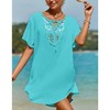 SimpleFun Swimsuit Cover Up for Women Short Sleeve V Neck