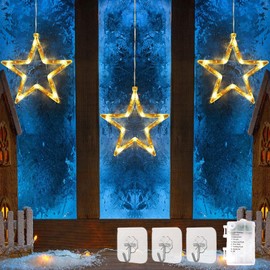 DAZZTIME LED Star Christmas Lighting, 3 Lighting, Christmas Indoor Window Light Decoration, with 8 Modes Plug IP44, for Christmas, Wedding, Party, Bedroom, Balcony Decoration