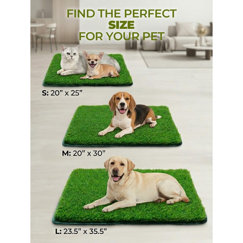Pawhoo 1.2'' Thick Woven Fake Grass Mat for Dog, Glue-Free