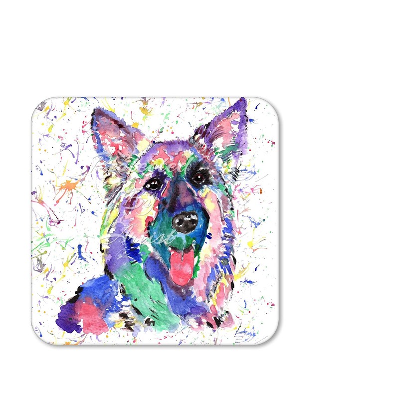Coaster German Shepherd Dog Pet Animals Coasters Watercolour Art Gift
