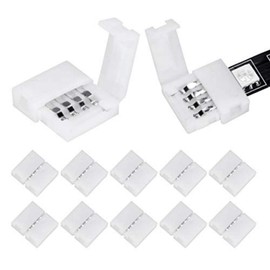 WENHSIN 10Packs 4-Pin RGB LED Light Strip Connectors 10mm Unwired Gapless Solderless Adapter Terminal Extension