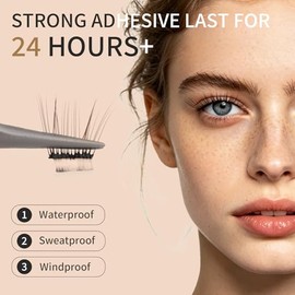Self Adhesive Lash Clusters Natural Wispy Brown Color Press-On Lashes No Glue Needed 11-14mm Reusable No Residue Pre Glued Eyelash Clusters C Curl DIY