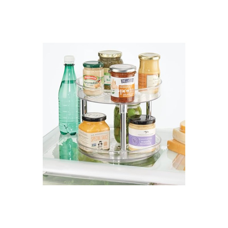 iDesign 9-Inch Recycled Plastic 2-Tier Lazy Susan Organizer – Linus