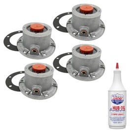 4 Pack of TORQUE Hubcap 3434024 Aluminum Hub Cap for Steer Axle with Extra 1 Quart Hub Oil (Replaces Stemco 343-4024, SKF 1612, 1711,1811)