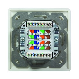 LogiLink Professional NP0023 RJ45 Cat.6 Flush-Mounted Junction Box 2x RJ45 Stp (Fully Shielded) with 40° Outlet White