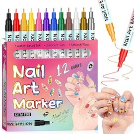 12 Colors Magiart Waterproof Nail Art Pen, Nail Art Pens Set,Waterproof Nail Art Pen, Nail Art Marker Drawing Painting Liner Pen,DIY Nail Art Beauty Adorn Manicure Tool, 0.5mm Precision Tip, Quick Dry