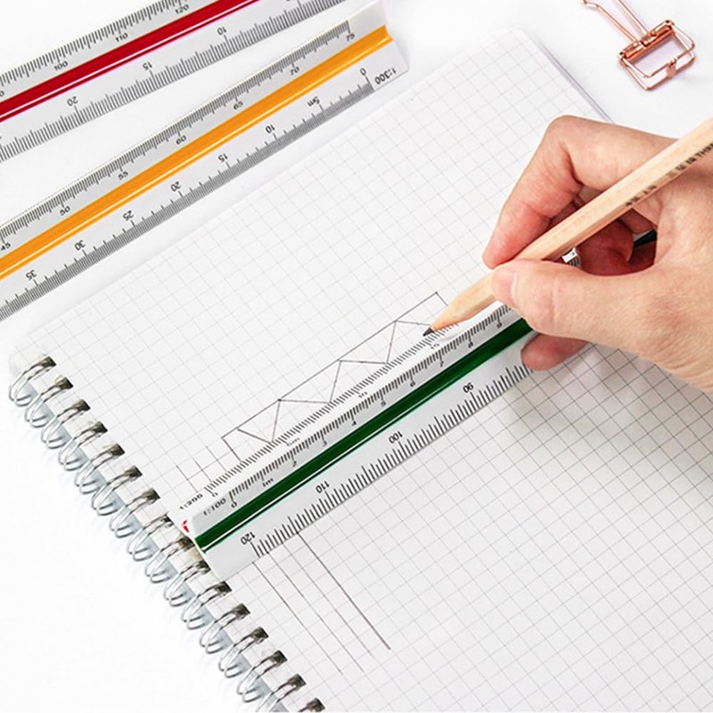 Scale Ruler, Plastic Triangular Scale, 30 cm Metric Scales 1:100