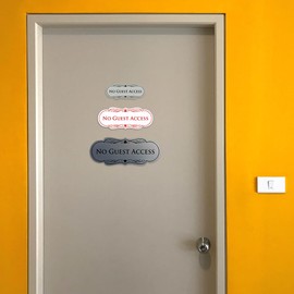 All Quality Designer - Letrero de pared o puerta sin acceso para invitados, color blanco/rojo, mediano (paquete de 1)