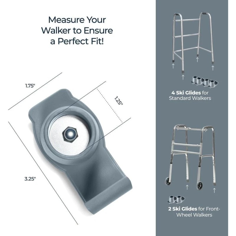Medical King Walker Skis Glides – 4 Pack Durable Accessories