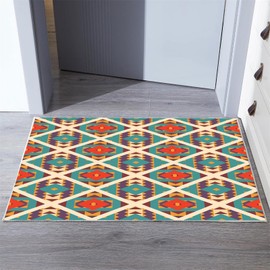 Akasuzo Floor Rug Absorbent Fluffy Non Slip Washable Entrance Rugs Indoor Inside Door Mats for Conference Room Dining Room Bathroom Bohemian Beige 35.4"x23.6"