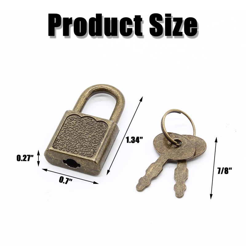 Litoexpe 10 Pieces Mini Diary Lock, Retro Bronze Metal Lock