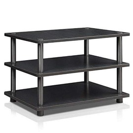 FURINNO Turn-N-Tube Easy Assembly 3-Tier Corner TV Stand, Blackwood/Black