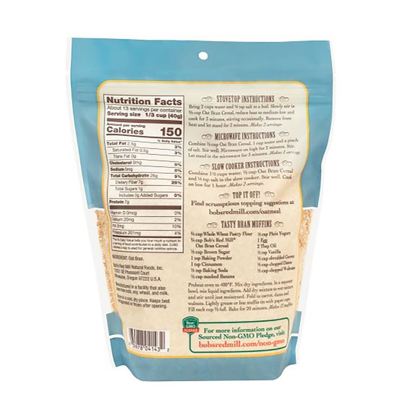 One 18 oz Bob's Red Mill Oat Bran Cereal