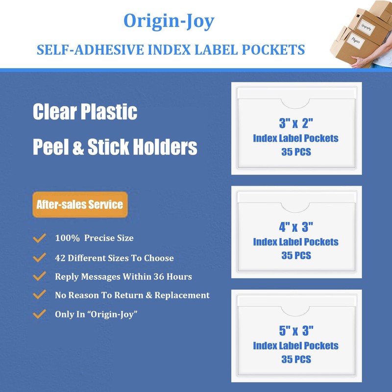 Origin-Joy 35 PCS Self Adhesive Index Card Pockets with Top