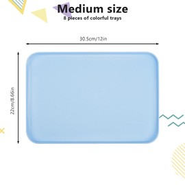 8-Piece Large Wheat Straw Tray Set, 12" x 8.7" Unbreakable Lightweight Serving Dishes for Fast Food, Crafts, Jewelry, or Organizer - Plastic Art Activity Trays