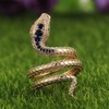 Gold Coiled Snake Ring, Reptile Serpent Ring for Men, Blue