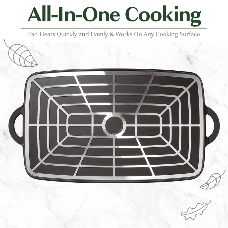 Goodful All-in-One Double Burner Griddle, Ceramic Nonstick, Durable Cast Aluminum,