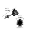 Black Studs Earrings Round Cubic Zirconia Sterling Silver Hypoallergenic Sensitive