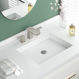 Hoimpro 8 Inch Brushed Nickel Widespread Waterfall Bathroom Sink Faucet, Square Two Handle Vanity Bathroom Faucet with cUPC Supply Hose, 3 Holes Faucet with Pop Up Drain, Stainless Steel