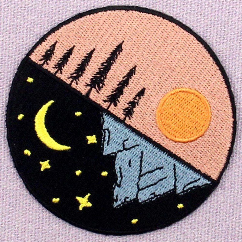 ZEGIN Day and Night Explore Outdoor Embroidered Iron on Sew