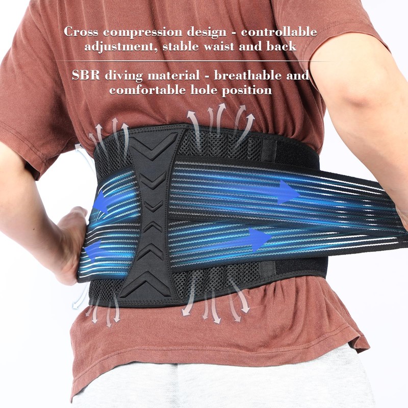 KITDAHOM Rückenstützgürtel mit 8 Federn - Lendenwirbelstütze L - Atmungsaktiver