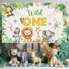 Wild One Backdrop Lion Giraffe ZebraElephant Boy Girl Party Decorations