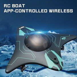 Losbenco WiFi RC Barco con cámara – 6 canales de control remoto impermeable para piscinas y lagos, control de aplicación inalámbrico para iOS y Android, fotografía en tiempo real, juguetes para