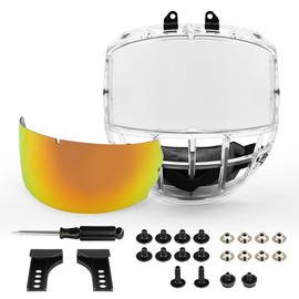 GY Hockey Full Face Shield Visor Junior Ice Hockey Helmet Full Face Mask (2PCS-Clear+Red)