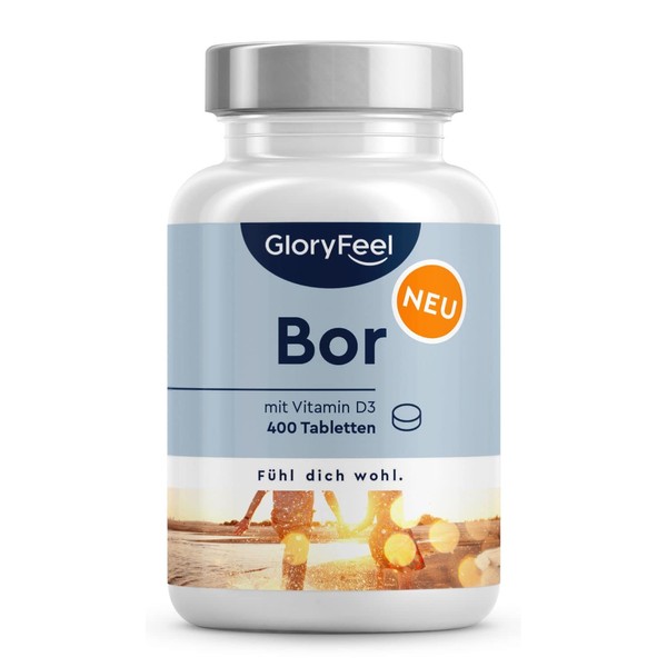 Boron - High dose with 3.5 mg boron + vitamin D3 per tablet - 400 tablets for over 1 year supply - High bioavailability thanks to vitamin D - 100% vegetarian and without unwanted additives