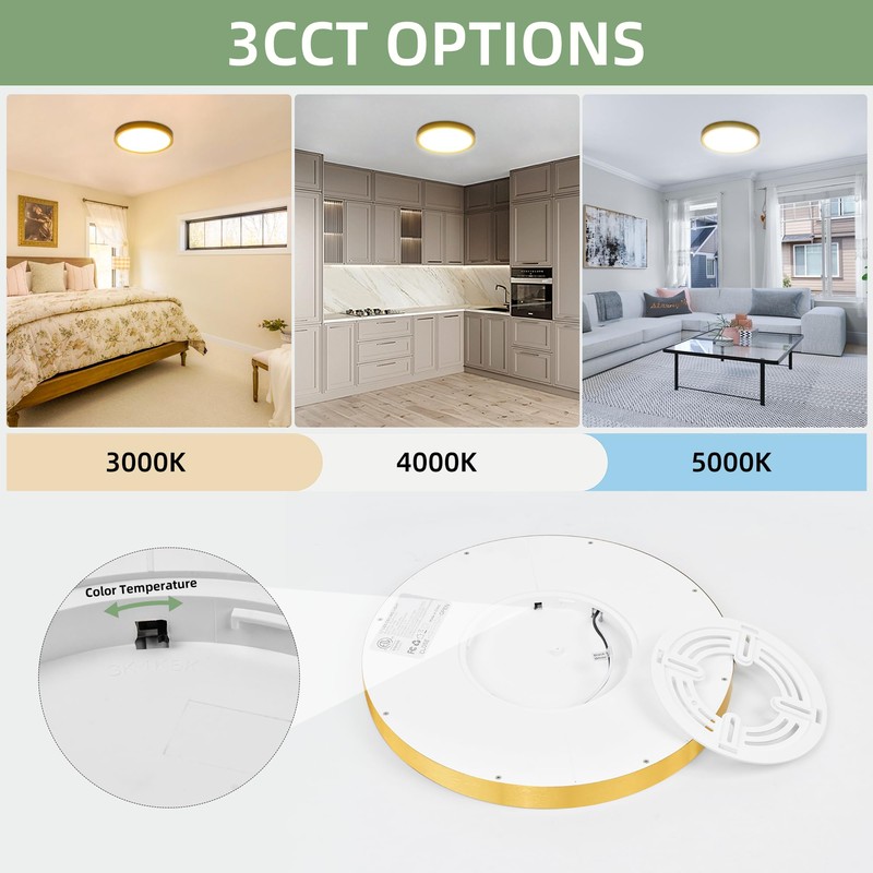 hykolity 12 Inch Selectable CCT LED Round Flat Panel Light,