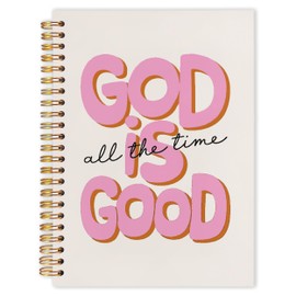 Ebukesh God Is Good Christian Spiral Notebook Journal 5.5x8.3, Pink Preppy Aesthetic Notebooks for Note Taking, Christian Gifts for Women, Pink Office Supplies, Bible Journaling Hardcover Journal