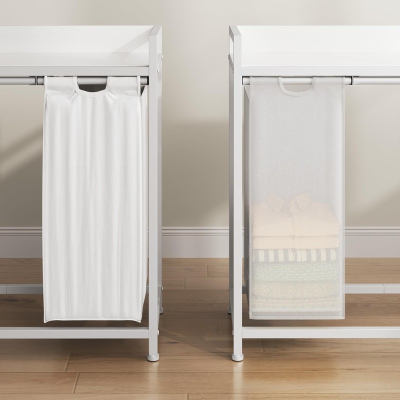 Herture Laundry Hampers with Shelf, Laundry Basket 3 Section, Laundry