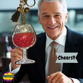 Popfizzy Red Wine Keychain Accessories for Women, Cute Keychains for Women, Purse Charms for Handbags, Car Keys Keychain