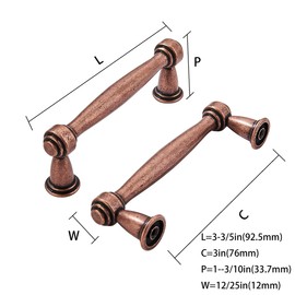 khtumeware 10 Pack 3 Inch(76mm) Antique Copper Cabinet pulls, Kitchen Cabinet Handles Kitchen Cabinet Hardware for Cupboard Drawer Handles Dresser Pulls