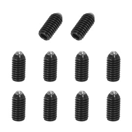 PATIKIL M6x10mm Ball Point Set Screws, 10 Pcs Carbon Steel Hex Socket Spring Plungers Grub Screw for Industrial Machine Home Furniture Workplaces, Black