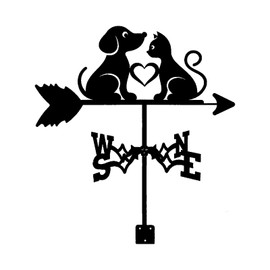 MagiDeal Weather Vane Wind Direction Indicator Animal Decorative Iron Garden Art Decor,Measuring Tool Weathervane Cat Dog Art Decor