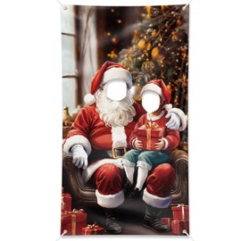 COLOFALLA 180 x 100 cm Christmas Decoration Photo Prop Christmas Background Santa Photo Prop Christmas Photo Wall Photo Props Banner for Door Wall with Rope